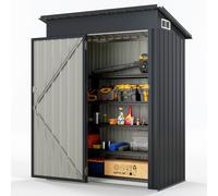 Storage Shed Tool House With Sloping Design Metal Frame All-Weather Gymax Dark Grey One Size