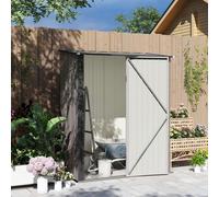 Storage Shed w/ Lockable Door for Garden, Light Grey Outdoor