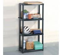 Storage Shelf 4-Tier Black Plastic 61x30.5x130 cm Compact Sturdy Easy-Clean Kit