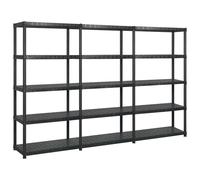 vidaXL Storage Shelf 5-Tier Black 255x40x185 cm Plastic