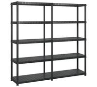 Storage Shelf 5-Tier Black Polypropylene 183x45.7x185cm Weatherproof Unit Store