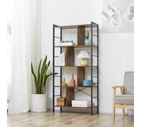 HOMCOM Bookcase Industrial 4 Shelves Rustic Brown/Black