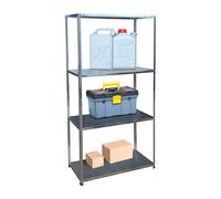 Relaxdays heavy-duty storage rack, galvanised steel, HWD 180 x 90 x 40 cm, 160 kg, 4 shelves, basement & garage, silver