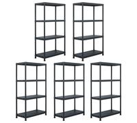Storage Shelf Rack 5pcs Black Plastic 60x30x138cm 4-Tier Compact Units MultiUse