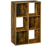 Storage Shelf Rustic Brown Particleboard 60x30x93cm 3-Tier 6ompartment AntiTip