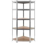 Storage Shelf Silver 75x75x180cm Galvanised Steel & Engineered Wood 4 Shelves HD
