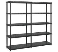vidaXL Storage Shelf 5-Tier Black Plastic Storage Organiser Rack Furniture