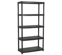 vidaXL Storage Shelf 5-Tier Black Plastic Space Saving Display Racking Unit