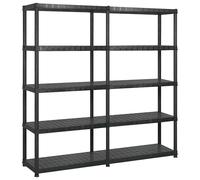 vidaXL Storage Shelf 5-Tier Black Plastic Display Rack Storage Organiser Home