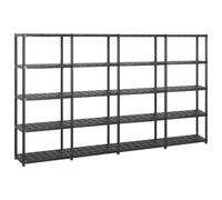 vidaXL Storage Shelf 5-tier Black 284X38X170cm Plastic, Black