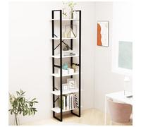 Storage Shelf White 60x30x105cm Metal & Engineered Wood 4-Tier Display for Home