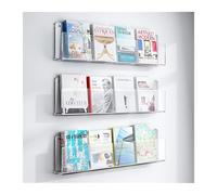 Storage Shelves 3 Pcs Wall Shelf Picture Book, Perforation-Free Acrylic Magazine, Decoration Display, Mounted Bookshelf Organizer(White,60cm)