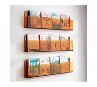 Storage Shelves 3 Pcs Wall Shelf Picture Book, Perforation-Free Acrylic Magazine, Decoration Display, Mounted Bookshelf Organizer(Orange,100cm)