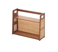 Storage Shelves Bamboo Open Type Desktop Bookshelf, Rattan Woven Home Desk Storage, Office Supplies Display Shelf Tidy Organiser Organizer(L60xW20xH47 cm)