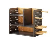 Storage Shelves Black Desktop Density Board Bookshelf with Hole Organizer, Wooden Baffle Office Storage Rack, with Hooks Display Stand Organizer(L30xW20.3xH39 cm)