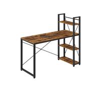 Storage Shelves Computer Desk, Rustic Brown + Black / 60 x 137.2 x 118.7 cm