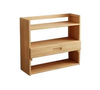 Storage Shelves Desk Shelf 3-Tier Desktop Bamboo Bookshelf with Drawer Storage Rack for Office Home Organizer(Medium)