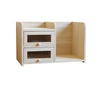 Storage Shelves Small Desktop Bookshelf Wooden, Office Organizer with 2 Drawers, Desk File Storage Display Shelfm, for Home School Organizer