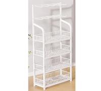 Storage Shelves Snack Display Rack - 4-Tier Stand with 10 Hooks for Retail Use, Ideal for Drinks, Medicine, Crisps, Fruits, and Vegetables