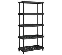 Storage Shelving Unit 5 Shelves Black Made of Robust Polypropylene 93.5 x 45.5 x 194.5 cm with 20 kg Load Capacity per Compartment Ideal for Workshop, Basement, Garage and Commercial Storage
