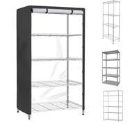 Storage Shelving Unit Cover,Waterproof Protective Case for Shelves for Kitchen Bookcase for Living Room, Storage Racks Dustpoof Protection Cover for Indoor Outdoor wit(Size:123*46*183cm,Color:Black)