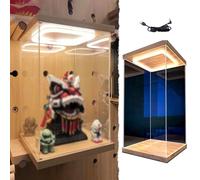 Storage Show Box for Collectibles Bobbleheads Figures, Tall LED Clear Acrylic Display Case, Dustproof Organizer Showcase with Light, PVC Box(30x30x40cm/12x12x16in)