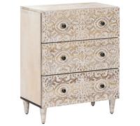 Sideboard White Solid Mango Wood 60x33.5x75cm Minimalist Storage Indoor Cabinet