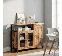 Storage Sideboard with 3 Doors Rustic Brown and Black