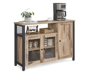 Storage Sideboard with 3 Doors Rustic Brown and Black, Camel Brown and Ink Black