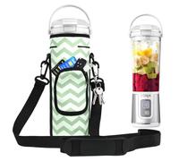 Storage Sleeve Bag for Ninja Blast Portable Blender with Shoulder Strap and Pocket Compatible with Ninja BC151NV/BC51NV/BC151BK/BC151CR/BC151EM/BC151PR/BC151WH Blast Portable Blender (White Green)