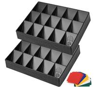 2 Pack Card Sorting Tray - Stackable Trading Cards Organizer, 15-Compartment Playing Organizing Tool - Sorter for Raw, Sleeved and Toploaders, Includes Label Dividers
