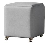 Storage Stool, 5 in 1 Magic Cube Nesting Chair with Wheels, Multifunctional Stackable Stool, Upholstered Seat and Metal Frame for Kitchen and Living Room