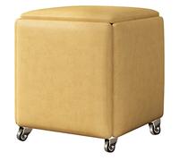 Storage Stool, 5 in 1 Magic Cube Nesting Chair with Wheels, Multifunctional Stackable Stool, Upholstered Seat and Metal Frame for Kitchen and Living Room