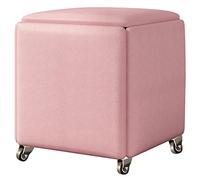 Storage Stool, 5 in 1 Magic Cube Nesting Chair with Wheels, Multifunctional Stackable Stool, Upholstered Seat and Metal Frame for Kitchen and Living Room