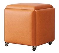 Storage Stool, 5 in 1 Magic Cube Nesting Chair with Wheels, Multifunctional Stackable Stool, Upholstered Seat and Metal Frame for Kitchen and Living Room