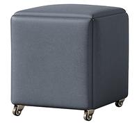 Storage Stool, 5 in 1 Magic Cube Nesting Chair with Wheels, Multifunctional Stackable Stool, Upholstered Seat and Metal Frame for Kitchen and Living Room