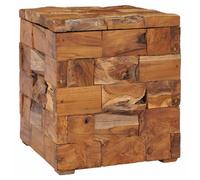 Storage Stool Natural Teak Solid Teak Wood 40x40x45 cm Rustic Mosaic With Lid