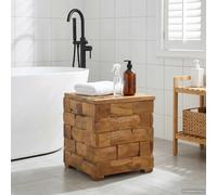 Storage Stool Solid Teak Brown 40x40x45cm Backless Compact Indoor Outdoor Seat+