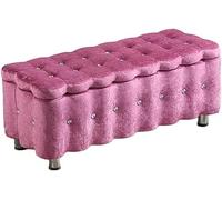Storage Stool Storage Ottoman FootRest Padded Seat Table Ottoman Short Footstool Rest Bed Ottoman Storage Ottoman Bench Store Books, Records, Fitness Equipment,Light Purple-60X40X40cm