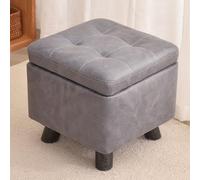 Storage Stool with Padded Seat, Versatile Cube Pouf for Makeup Vanity, Rectangular Footrest for Bathroom, 30x30x30 cm, Stylish Storage Bench for Home