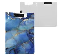 Storage Storage Box Marble Silver Royal Blue_2 A4 Padfolio Storage Box Double Clips Pen Holder Feeding Clip Board With Cover