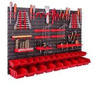 Storage System Wall Shelf 115 x 78 cm, Tool Holders, 23 Pieces Stacking Boxes, Storage Shelves, Storage Boxes, Extra-Strong Wall Shelves, Expandable Workshop Shelving, Workshop Shelves