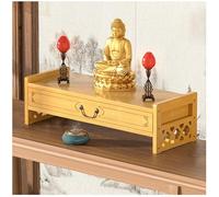 Storage Tables Altar Table with Drawer Meditation Table Bamboo Puja Tables Chinese Style Desk for Meditation, Prayers, Rituals 3-Tier Structure 55lbs Load Capacity,Natural,52 * 16.5cm/20.4 * 6.5in
