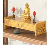 Storage Tables Altar Table with Drawer Meditation Table Bamboo Puja Tables Chinese Style Desk for Meditation, Prayers, Rituals 3-Tier Structure 55lbs Load Capacity,Natural,69 * 16.5cm/27 * 6.5in