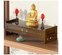 Storage Tables Altar Table with Drawer Meditation Table Bamboo Puja Tables Chinese Style Desk for Meditation, Prayers, Rituals 3-Tier Structure 55lbs Load Capacity,Walnut,69 * 16.5cm/27 * 6.5in