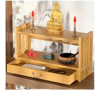 Storage Tables Altar Table with Drawer Meditation Table Bamboo Puja Tables Chinese Style Desk for Meditation, Prayers, Rituals 3-Tier Structure 55lbs Load Capacity,Natural,69 * 28cm/27 * 11in