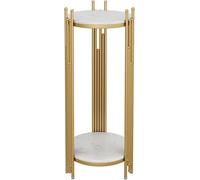 Storage Telephone Table - Elegant Marble Look Plant Stand, Round Side Table for Living Room, Patio, Bedside Decor