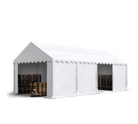 TOOLPORT 4x8 Storage Tent / Shelter w. ground frame, PVC 750, white - (7201)