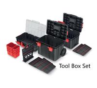 B2C Modular Storage Tool Box On Wheels Large Mobile Tray Compartment Stackable Lockable Portable Workshop Garage Equipment Organizer (Tool box set)