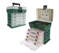 Storage Tool Box Organizer - Utility Box with 4 Drawers and 19 Compartments for Camping Supplies and Fishing Tackle by Wakeman Outdoors (Green)